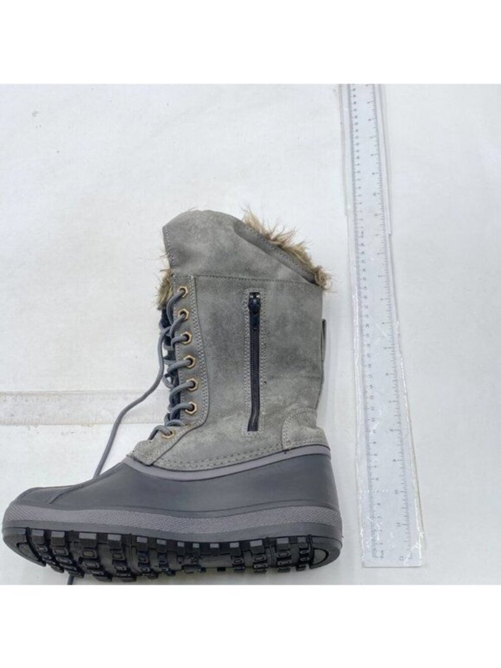 Women's Warm Faux Fur Lined Mid Calf Winter Snow Boots Grey
